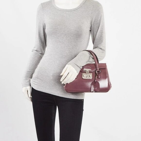 Gucci Purple Smooth Leather Lady Lock Small Satchel Bag - Picture 1 of 12